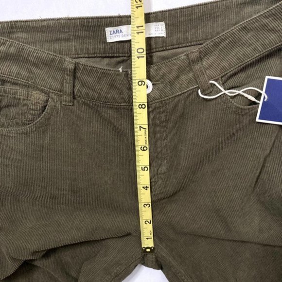 Zara Flare Pants Green Corduroy - Picture 9 of 10
